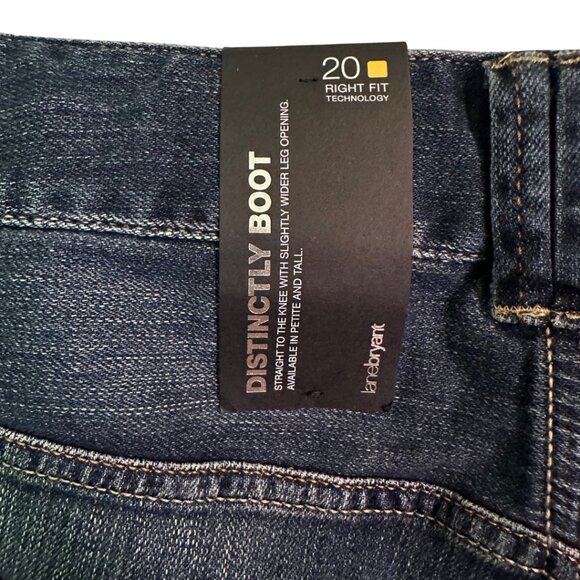 Y2K Retro Bootcut Jeans Dark Wash Distressed Fade Denim Size 20 NWT - Picture 4 of 6